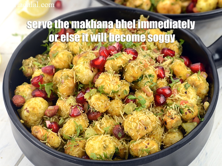Step 35 – Serve the makhana bhel immediately or else it will become soggy.