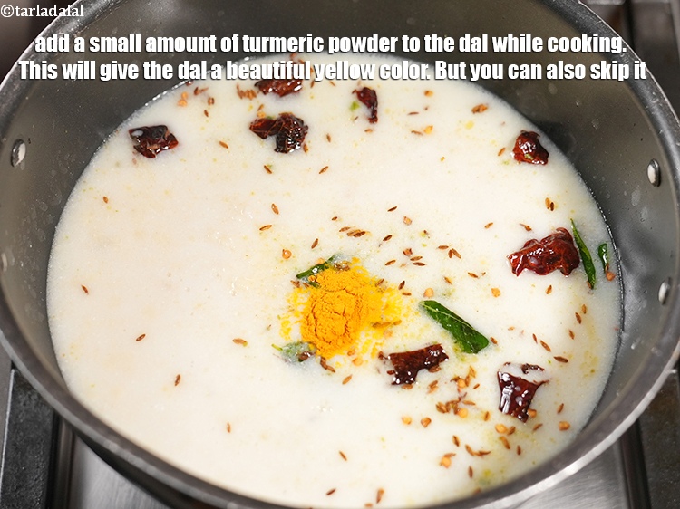 Step 33 – Add a small amount of turmeric powder to the dal while cooking. This will give …