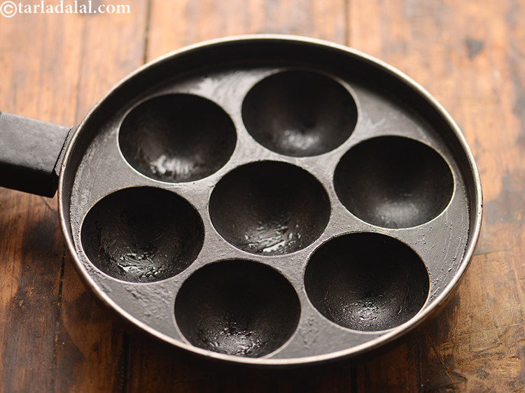 Step 5 – Grease the appe mould with each batch, else the batter might stick to the appe …