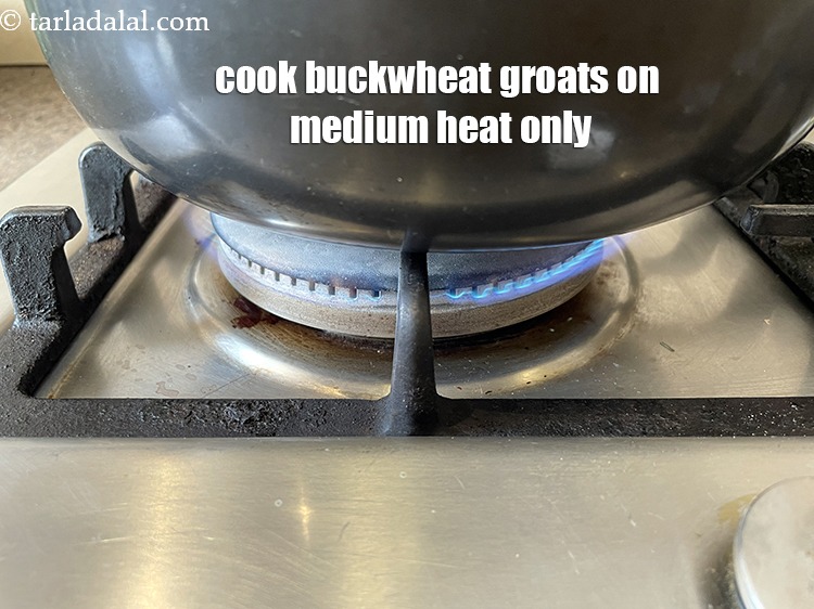 Step 26 – Cook buckwheat groats only on medium heat.