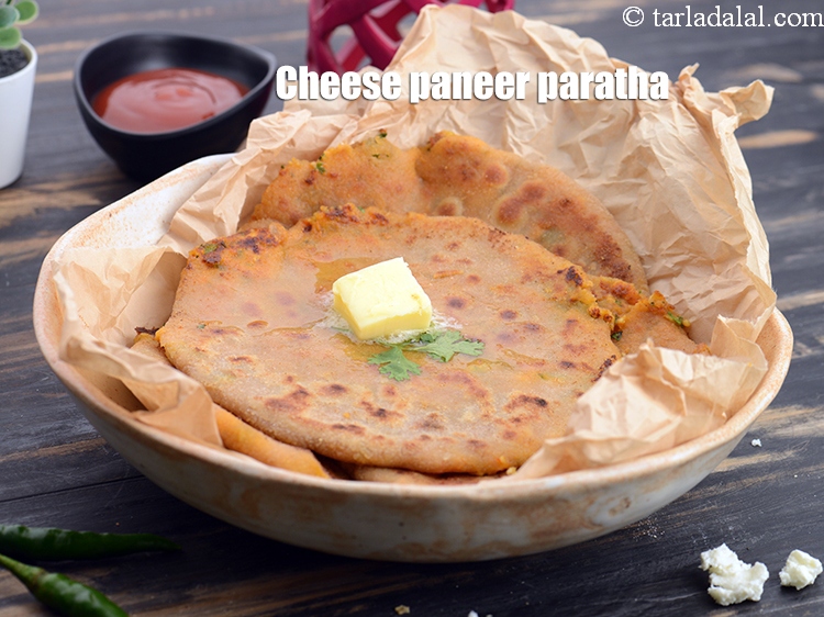 Step 33 – <strong>Cheese paneer paratha</strong> tastes incredible when served hot with a dollop of butter on it.&nbsp;
