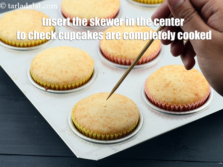 Step 36 – Insert the skewer in the center to check cupcakes are completely cooked.