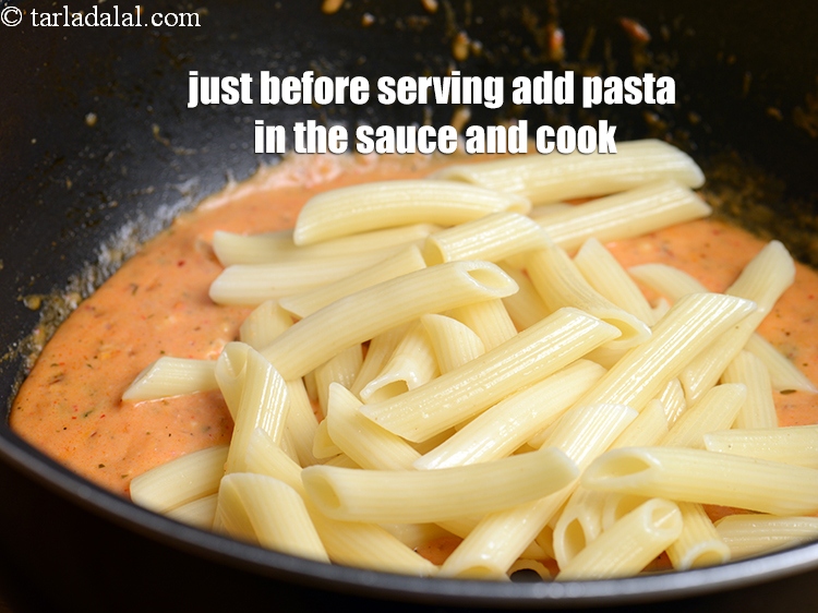 Step 48 – Just before serving add pasta in the sauce and cook.