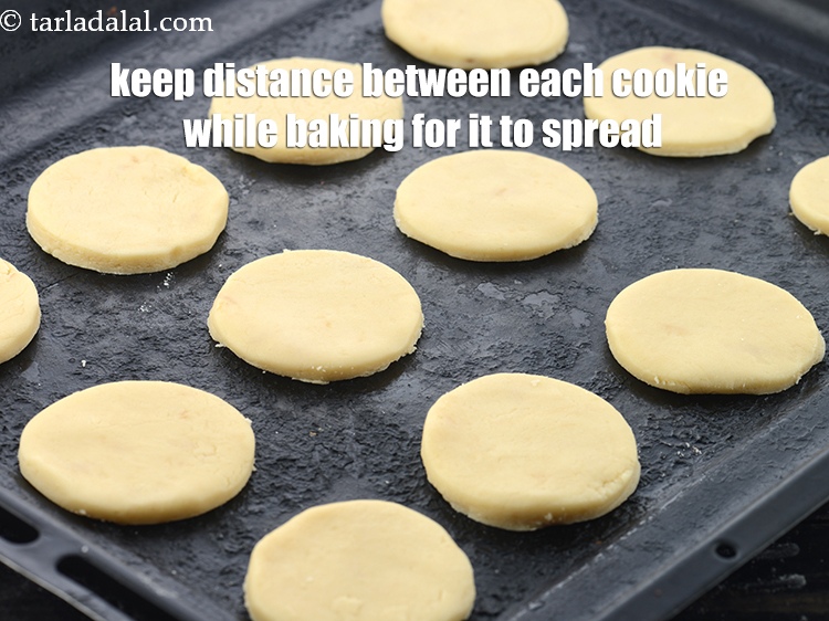 Step 22 – Keep distance between each cookie while baking for it to spread.