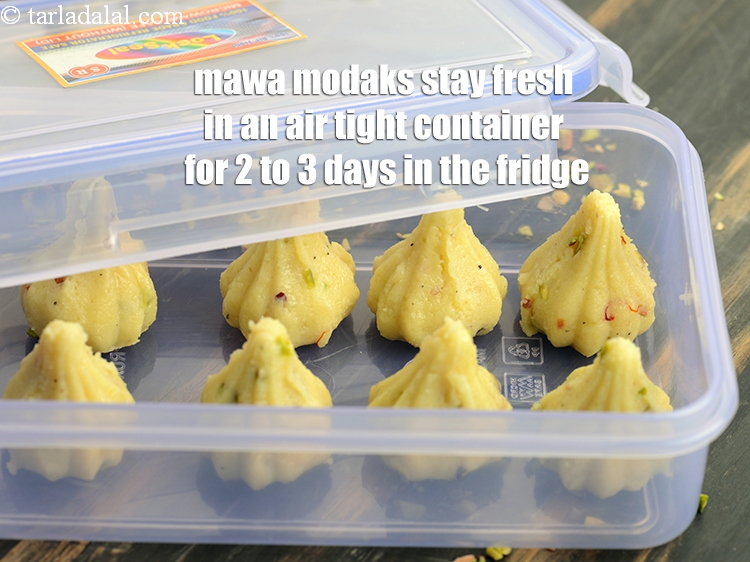 Step 25 – Mawa&nbsp;modaks stay fresh in an air tight container for 2 to 3 days in the …