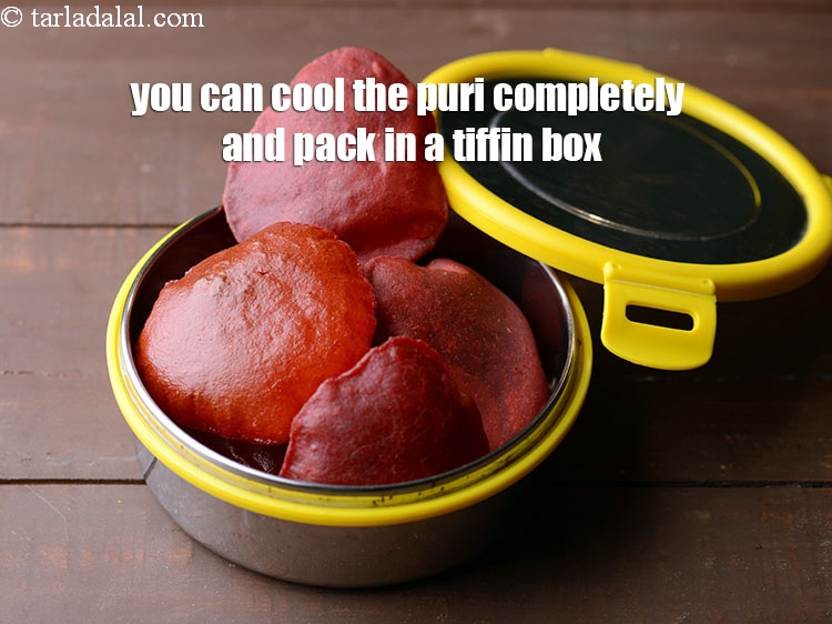 Step 27 – You can cool the puri completely and pack in a tiffin box.