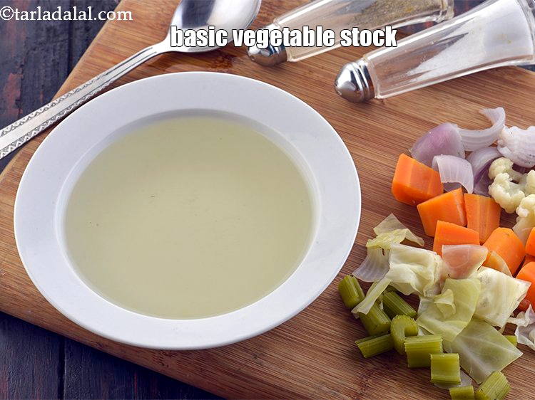 Step 28 – Click the link to learn how to make <strong><a href="https://www.tarladalal.com/clear-vegetable-stock-4181r" target="_blank">basic vegetable stock at home</a></strong>.