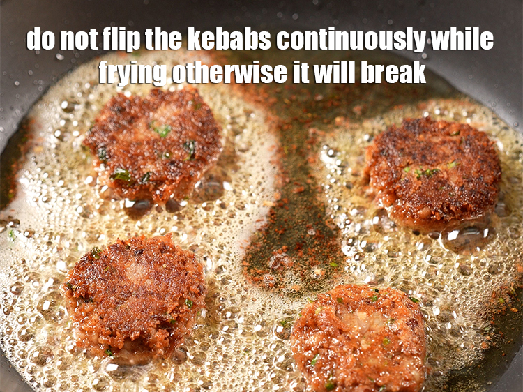 Step 33 – Do not flip the kebabs continuously while frying otherwise it will break.<br /> &nbsp;