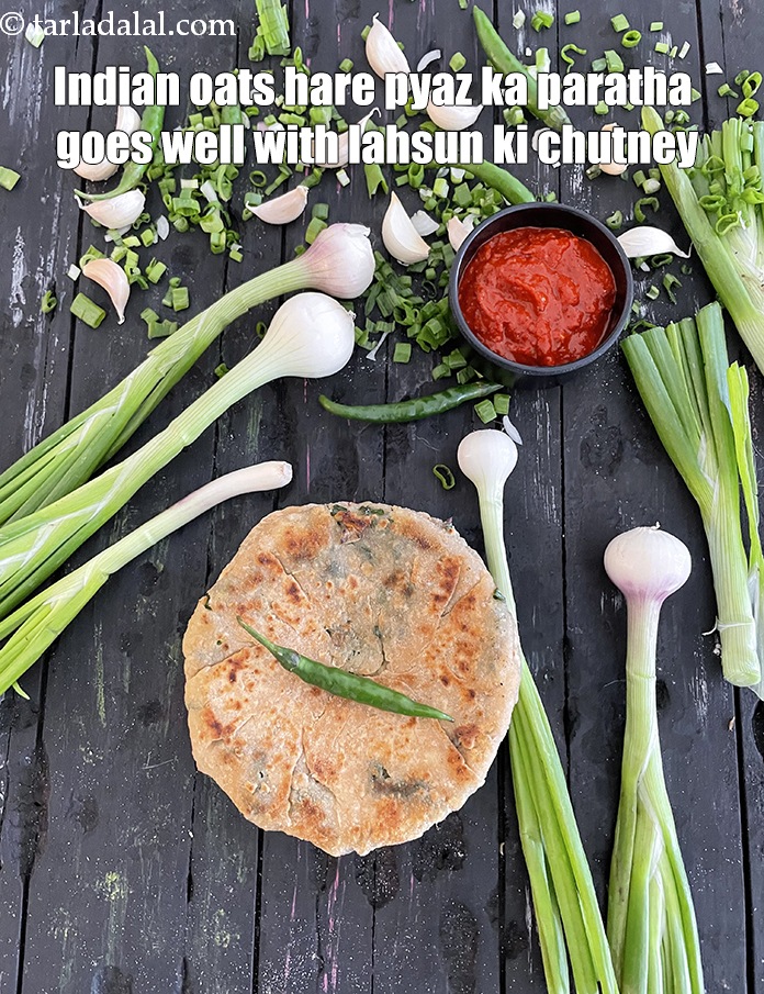 Step 40 – Serve<strong>&nbsp;Indian oats hare pyaz ka paratha | </strong>&nbsp;with lehsun ki&nbsp;chutney.&nbsp;See how to make <strong><a href="https://www.tarladalal.com/lahsun-ki-chutney-lehsun-chutney-3902r">lahsun …