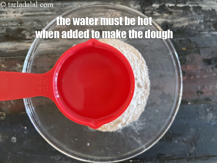 Step 34 – <meta charset="UTF-8" /><strong>The water must be hot when added to make the dough.&nbsp;</strong>&nbsp;<br /> &nbsp;