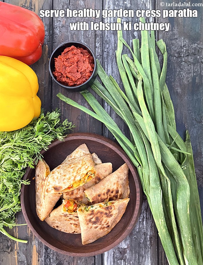 स्टेप 45 – आयरन से भरपूर भोजन के लिए&nbsp;<strong>स्वस्थ गार्डन क्रेस पराठे को&nbsp;</strong><strong><a …