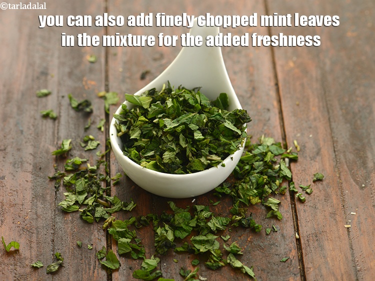 Step 32 – You can also add finely chopped mint leaves in the mixture for the added freshness.