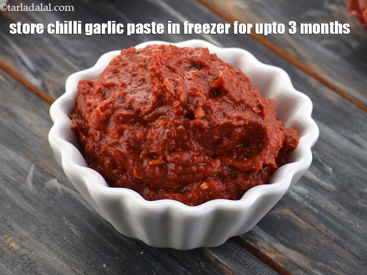 Step 12 – Store chilli garlic paste in a steel container in the freezer for upto 3&nbsp;months.