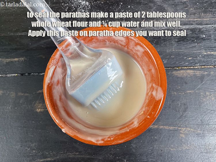 Step 59 – To seal the parathas you can make a paste of 2 tablespoons whole wheat flour …