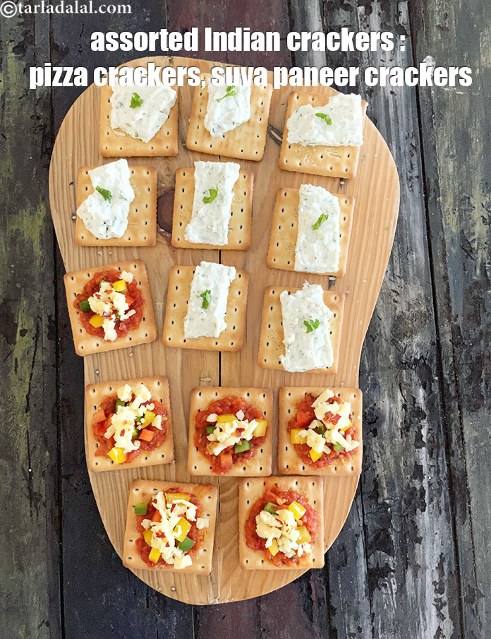 Step 22 – Assorted Indian crackers : Pizza crackers and herb paneer crackers.