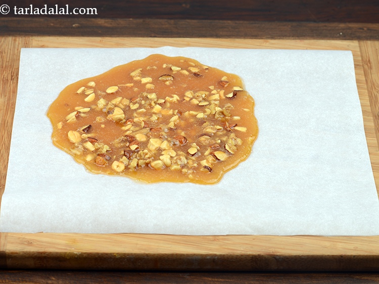 Step 50 – To make praline, instead of a flat steel plate you can use also butter paper.