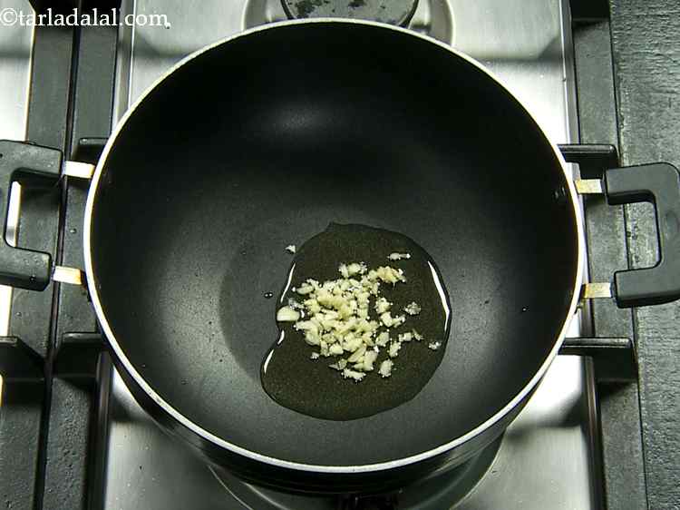 Step 6 – Heat the olive oil in a deep non-stick pan and add the garlic once the …