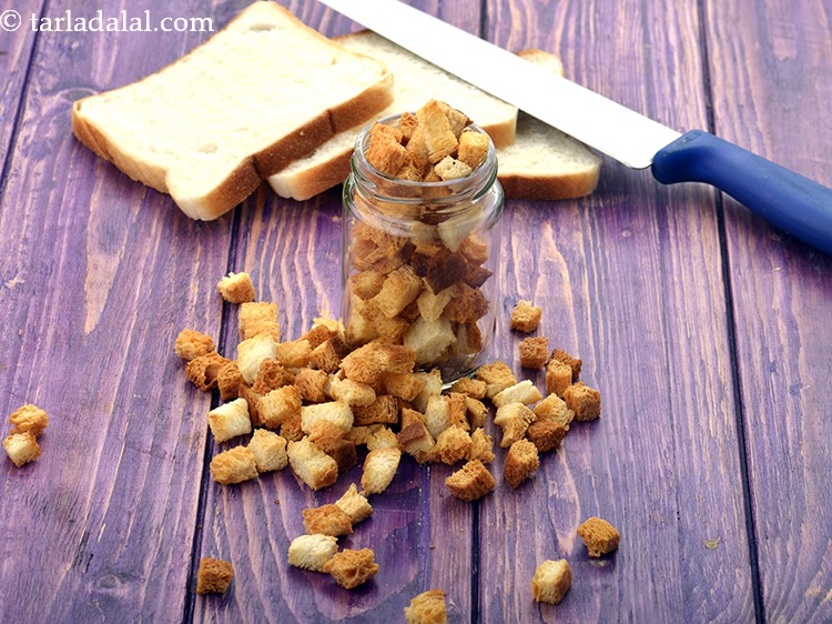 Step 7 – Cool <strong>toasted bread croutons recipe | how to make croutons | bread croutons for tomato …