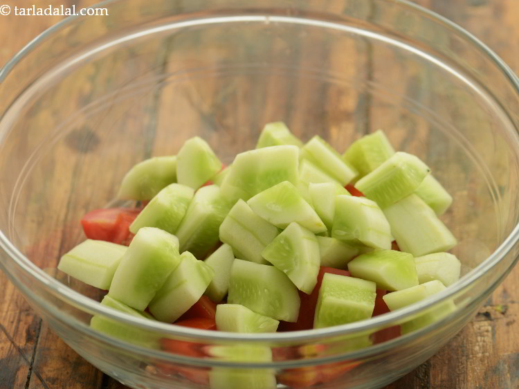 Step 16 – Add cucumber cubes to it. Try and avoid peeling the cucumber as much of the …