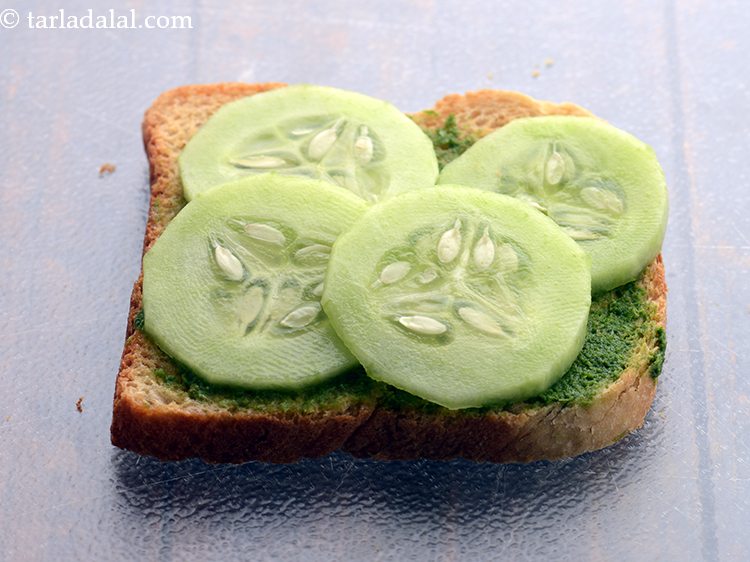 Step 14 – Place 4 cucumber slices.