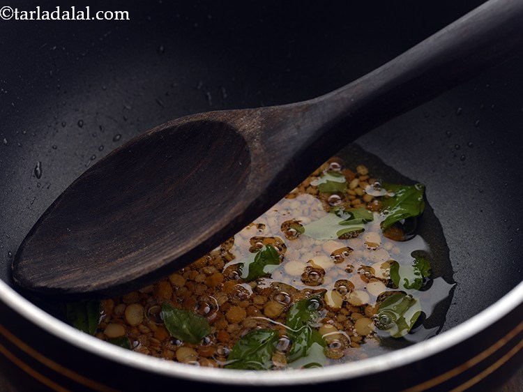 Step 7 – Saut&eacute; on a medium flame for 1 minute or till the dals turn light brown …