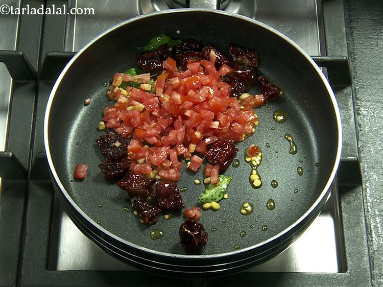 Step 9 – Add the tomatoes. Make use of fresh, red ripe tomatoes to get a flavourful <strong>tomato …
