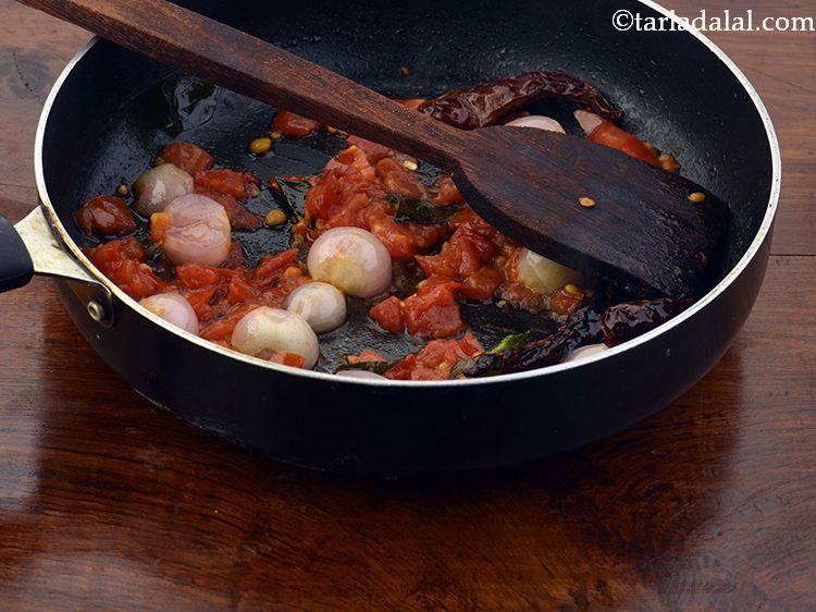 Step 11 – Saut&eacute; on a medium flame for 3 minutes or till the tomatoes are soft and …