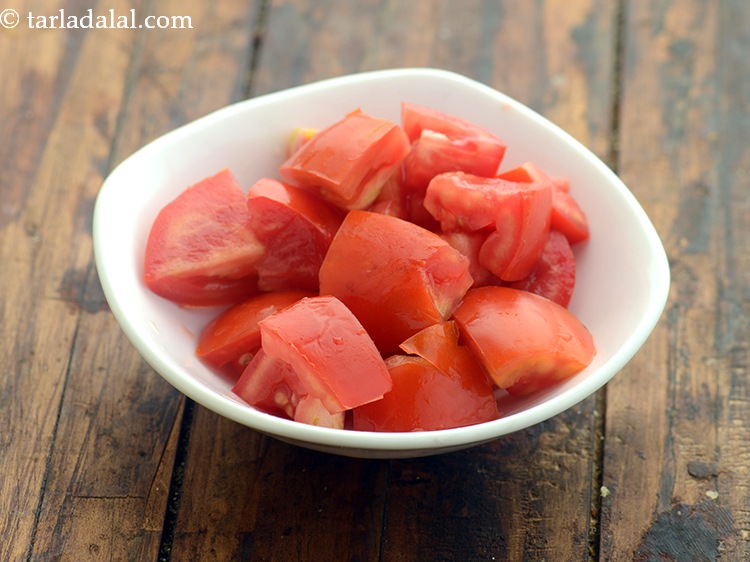 Step 35 – Add &frac14; cup small tomato cubes.