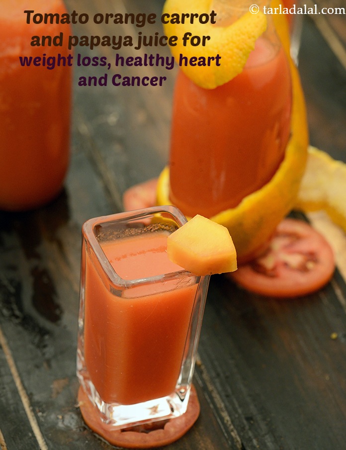 Step 14 – <strong>Tomato orange carrot and papaya juice for weight loss, healthy heart and Cancer.</strong>