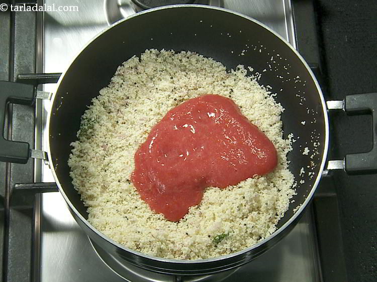 Step 12 – Add the prepared tomato pulp. Alternatively, you can even chop the tomatoes and add to …