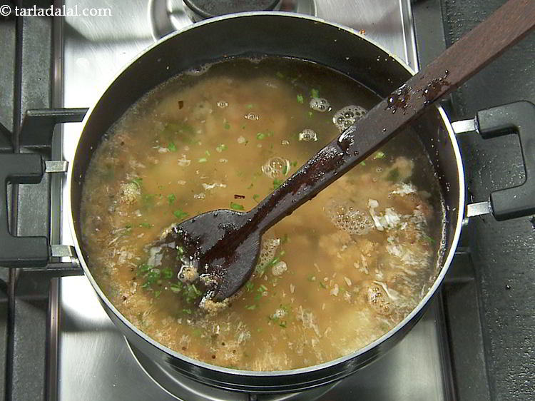 Step 18 – Add 3 cups of hot water. It is important to stir continuously to prevent the …