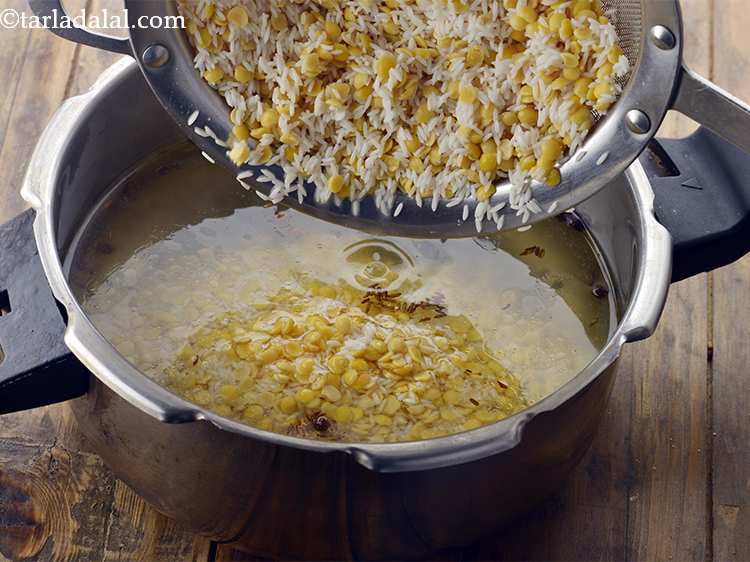 Step 8 – Add the drained rice and toovar dal. To make it more nutritious, you can add …