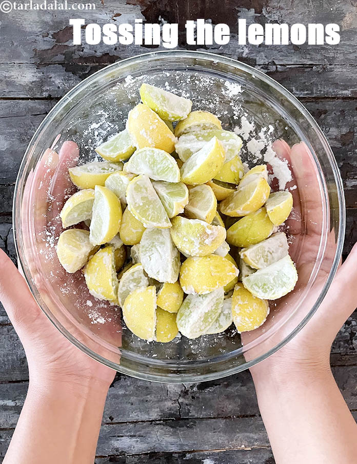 Step 37 – <meta charset="UTF-8" />Remember not to toss the lemons with salt with hands, as the warmth …