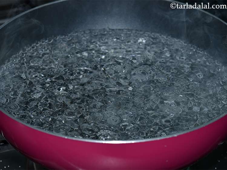 Step 15 – Boil 4 cups of water in a deep non-stick pan.
