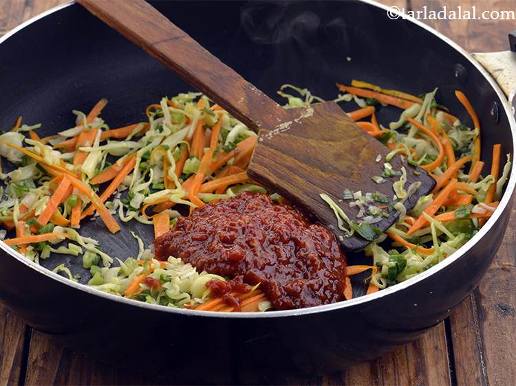 Step 30 – Add the schezuan sauce. You can either use store bought Schezuan sauce or <a href="https://www.tarladalal.com/Schezuan-Sauce-32640r">learn …