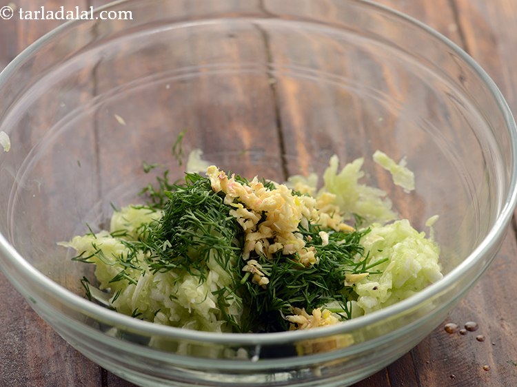 Step 7 – Add garlic. It will enhance the taste to our tzatziki dip.&nbsp;