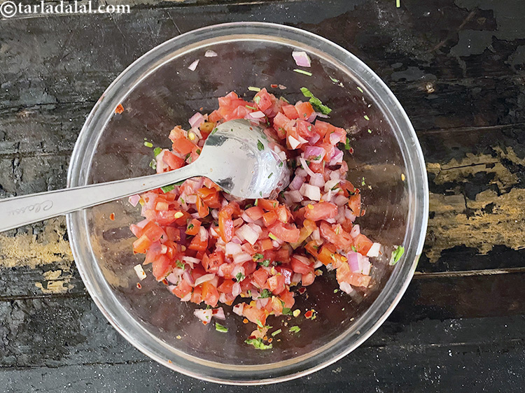 Step 12 – Mash the salsa slightly with the back of a spoon.