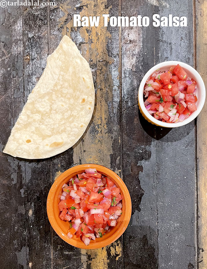 Step 13 – Serve <strong>uncooked salsa | raw tomato salsa | Indian style Mexican salsa |&nbsp;</strong>&nbsp;immediately with <a …