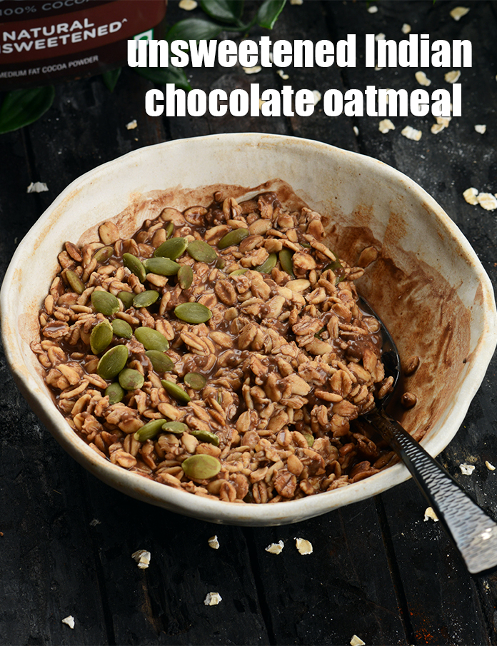 Step 15 – Serve <strong>chocolate oats |&nbsp;unsweetened Indian chocolate oatmeal&nbsp;|&nbsp;overnight chocolate oats with almond milk&nbsp;|&nbsp;</strong>