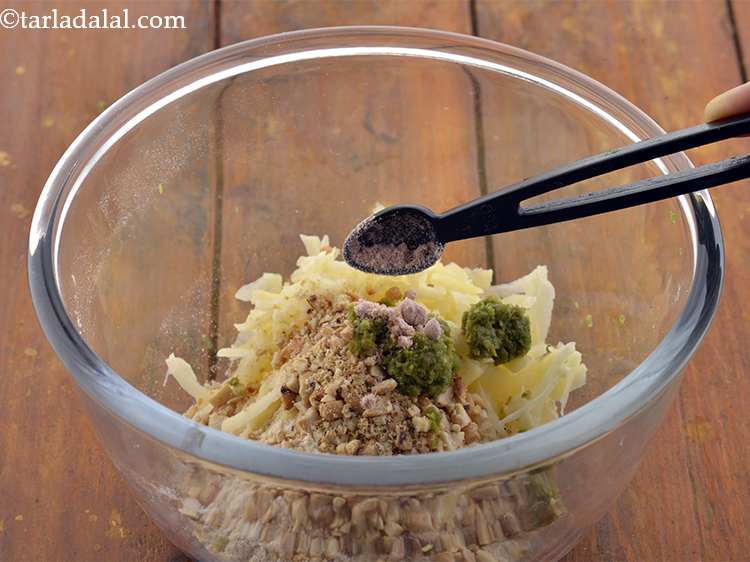 Step 10 – Now add the rock salt (<em>sendha namak&nbsp;</em>in Hindi) to taste. We are using rock salt …