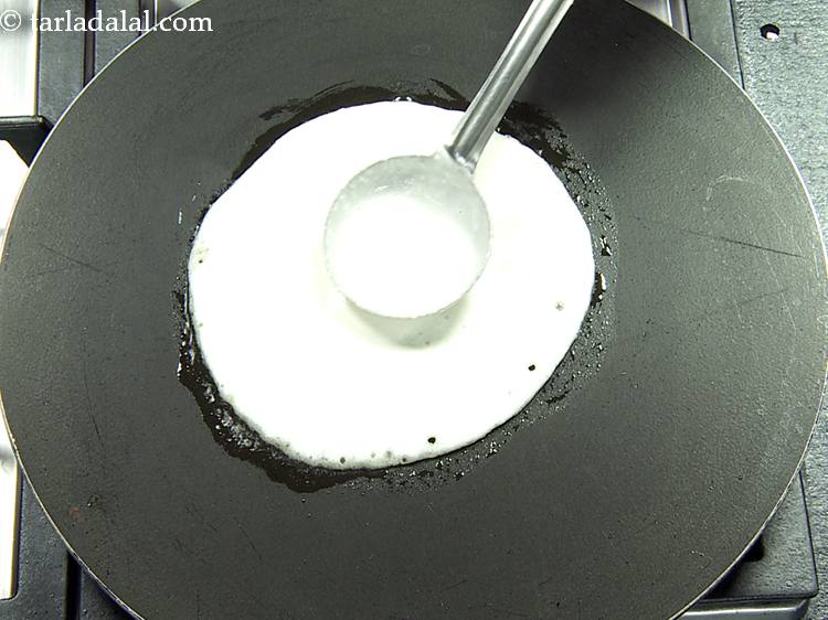 Step 13 – We are using readymade dosa batter. Check the batter for salt and consistency and adjust …