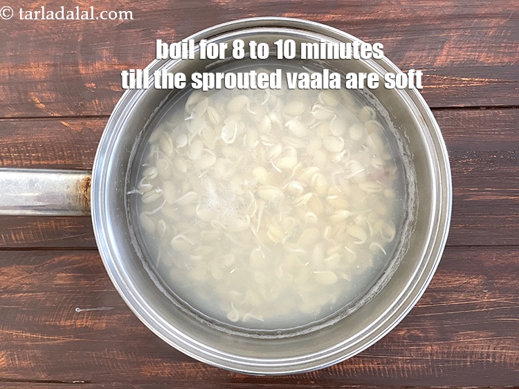 Step 6 – Boil the sprouted vaal for 8&nbsp;to 10&nbsp;minutes till soft.