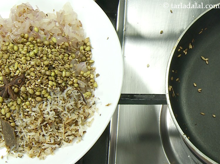 Step 14 – Remove the roasted whole spices in the same plate and cool slightly.