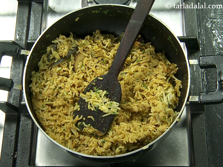 Step 35 – Mix gently and cook on a medium flame for 2 minutes, while stirring occasionally. Our&nbsp;<strong>vangi …