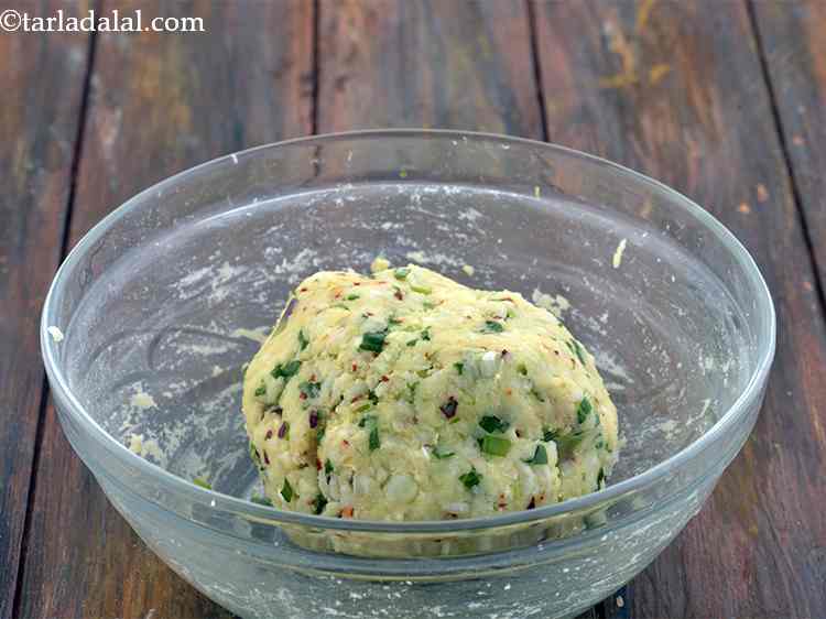 Step 7 – Mix all the ingredients very well and your rice cutlet mixture made from cooked rice …