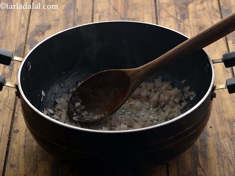 Step 13 – Saut&eacute; the onions on a medium flame for 1 to 2 minutes or till the …