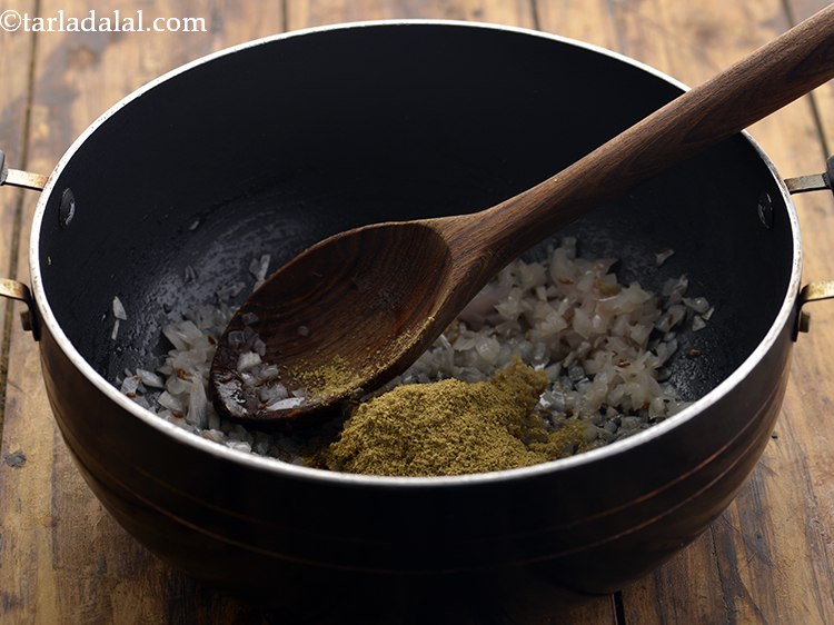 Step 16 – Add the coriander powder.