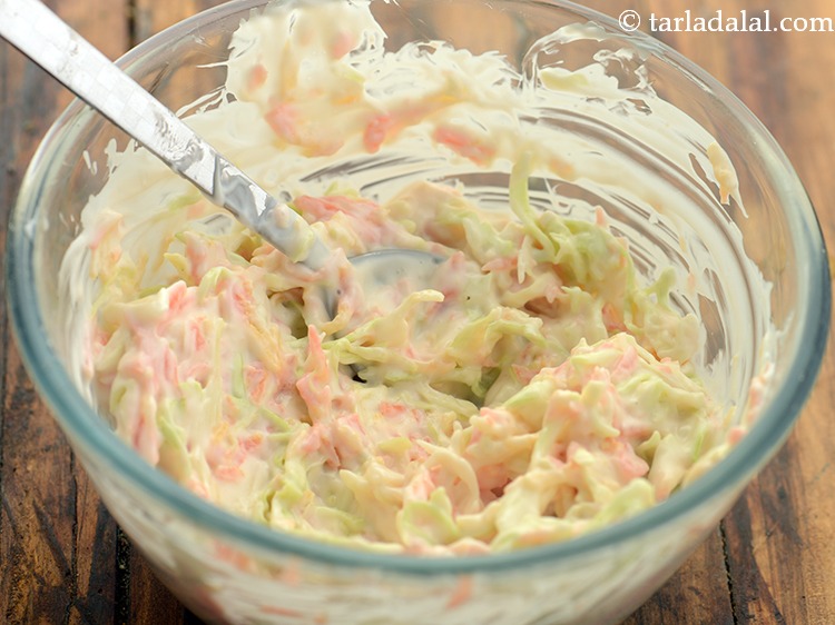 Step 5 – Mix everything to make a crunchy coleslaw and refrigerate till use.