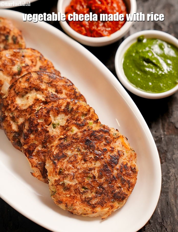 Step 31 – Serve <strong>rice and vegetable chilla | vegetable cheela made with rice | vegetable pancake with …