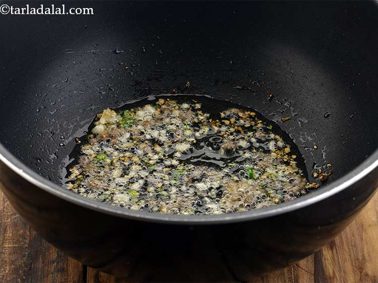 Step 16 – Heat 3 tbsp of oil in a deep-pan or wok / kadhai over medium-high flame. …
